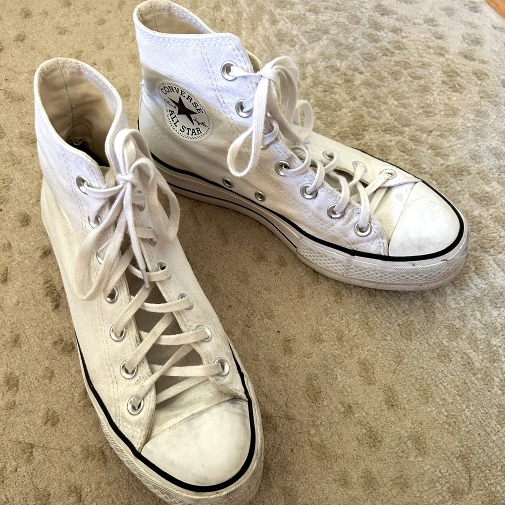 White Platform Converse All Star Chuck Taylors size 7